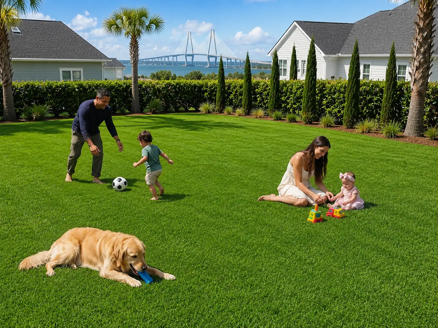Charleston sod installation crew laying fresh turf for a residential property in Charleston, SC